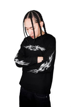 Load image into Gallery viewer, OE Minimal Silver Tribal Flame Black Longsleeve