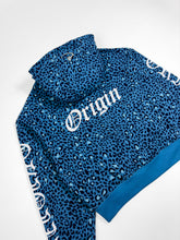 Load image into Gallery viewer, OE Blue Cheetah Zipped Up Hoodie
