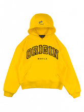 Load image into Gallery viewer, OE Rainbow Bustdown Arch on yellow Hoodie