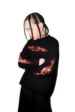 Load image into Gallery viewer, OE Minimal Red Tribal Flame Black Longsleeve