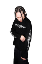 Load image into Gallery viewer, OE Minimal Silver Tribal Flame Black Longsleeve