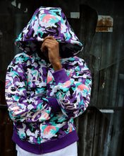 Load image into Gallery viewer, OE Concrete Jungle Purple Camou Zipped Up Hoodie
