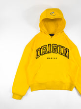 Load image into Gallery viewer, OE Rainbow Bustdown Arch on yellow Hoodie