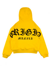 Load image into Gallery viewer, OE Rainbow Bustdown Arch on yellow Hoodie