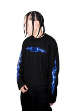 Load image into Gallery viewer, OE Minimal Blue Tribal Flame Black Longsleeve