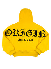 Load image into Gallery viewer, OE Rainbow Bustdown Arch on yellow Hoodie