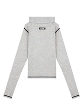 Load image into Gallery viewer, Black Contrast On Heather Grey Women Zip-Up Longsleeve