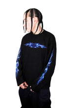 Load image into Gallery viewer, OE Minimal Blue Tribal Flame Black Longsleeve