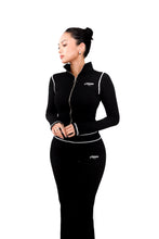 Load image into Gallery viewer, White Contrast On Black Women Zip-Up Longsleeve
