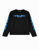 OE Minimal Blue Tribal Flame Black Longsleeve