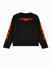 Load image into Gallery viewer, OE Minimal Red Tribal Flame Black Longsleeve