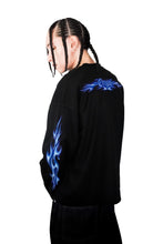 Load image into Gallery viewer, OE Minimal Blue Tribal Flame Black Longsleeve