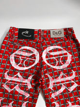 Load image into Gallery viewer, OE Strap pattern D&amp;G Iced Out Flared Jeans
