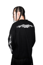 Load image into Gallery viewer, OE Minimal Silver Tribal Flame Black Longsleeve