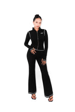 Load image into Gallery viewer, White Contrast On Black Women Zip-Up Longsleeve