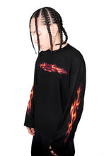 Load image into Gallery viewer, OE Minimal Red Tribal Flame Black Longsleeve