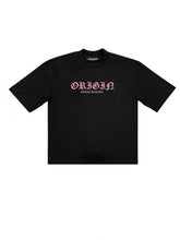 Load image into Gallery viewer, OE Tee Salmon Pink On Black
