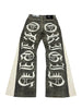 OE Snake Skin Iced Out Flared Jeans