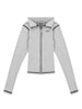 Black Contrast On Heather Grey Women Zip-Up Longsleeve