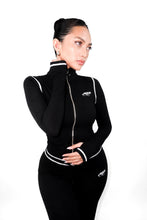 Load image into Gallery viewer, White Contrast On Black Women Zip-Up Longsleeve