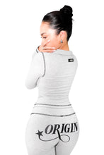 Load image into Gallery viewer, Black Contrast On Heather Grey Women Zip-Up Longsleeve