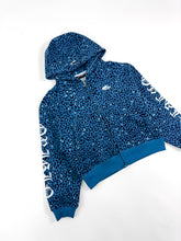 Load image into Gallery viewer, OE Blue Cheetah Zipped Up Hoodie
