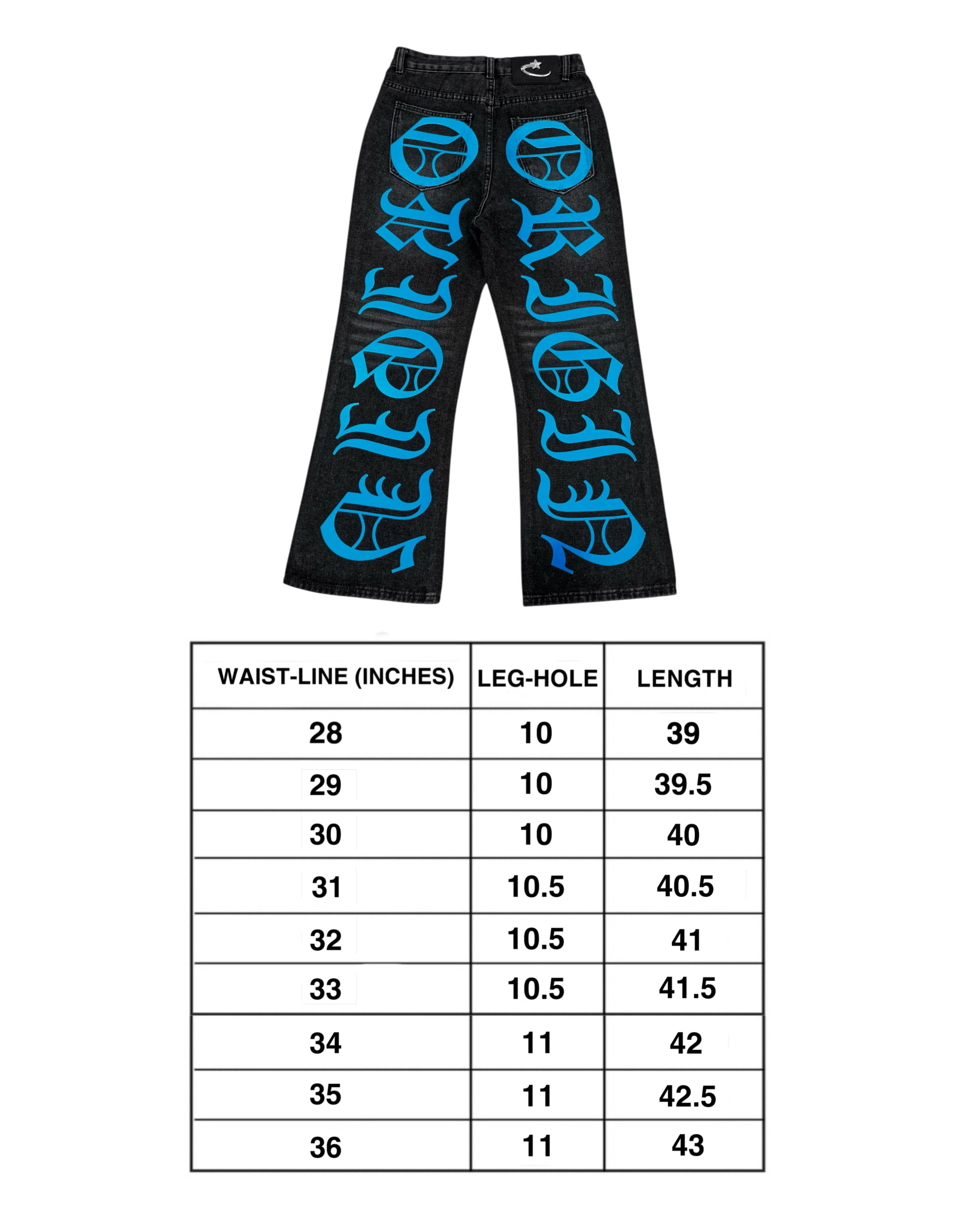 OE Denim Jeans Boot Cut Aqua Blue On Black – Origin