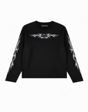 Load image into Gallery viewer, OE Minimal Silver Tribal Flame Black Longsleeve
