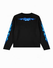 Load image into Gallery viewer, OE Minimal Blue Tribal Flame Black Longsleeve