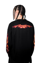 Load image into Gallery viewer, OE Minimal Red Tribal Flame Black Longsleeve