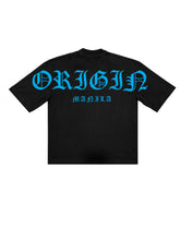 Load image into Gallery viewer, OE Tee Aqua Blue On Black
