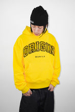 Load image into Gallery viewer, OE Rainbow Bustdown Arch on yellow Hoodie