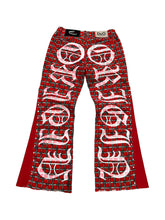 Load image into Gallery viewer, OE Strap pattern D&amp;G Iced Out Flared Jeans
