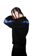 Load image into Gallery viewer, OE Minimal Blue Tribal Flame Black Longsleeve