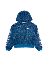 Load image into Gallery viewer, OE Blue Cheetah Zipped Up Hoodie
