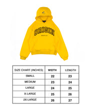 Load image into Gallery viewer, OE Rainbow Bustdown Arch on yellow Hoodie