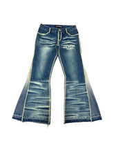 Load image into Gallery viewer, OE Iced Out Gradient Spike Wash Flared Denim Jeans
