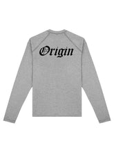 Load image into Gallery viewer, OE Thermal Raglan Black on Heather Grey Longsleeve